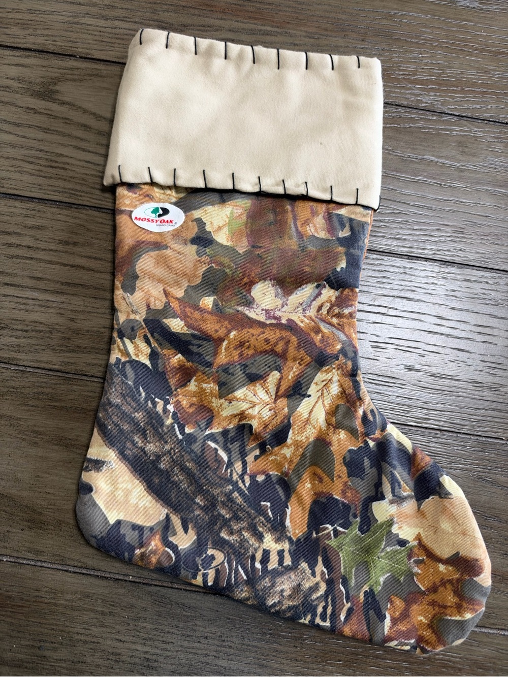 Mossy Oak Camouflage Holiday Stocking in Brown and Tan